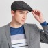 CAP-1 - Men's Newsboy Baker Boy Herringbone Flat Cap Hat - Black